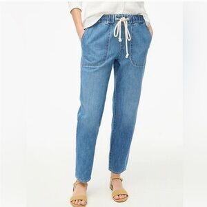 J. Crew Denim Draw String Blue Straight Leg Jeans
